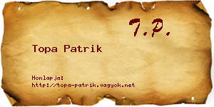 Topa Patrik névjegykártya